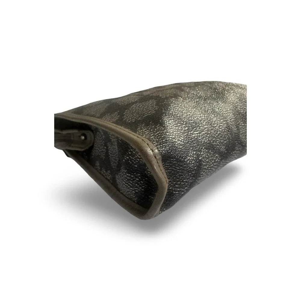 Yves Saint Laurent gray leopard print PVC leather clutch bag pouch - Picture 7 of 14